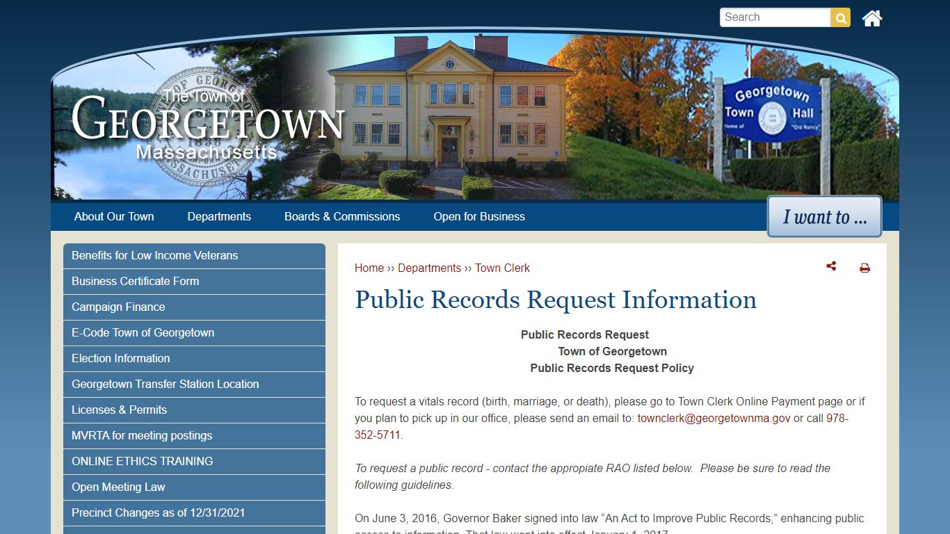 Public Records Request Information | Georgetown MA