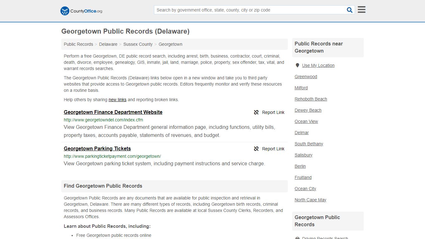 Public Records - Georgetown, DE (Business, Criminal, GIS, Property ...