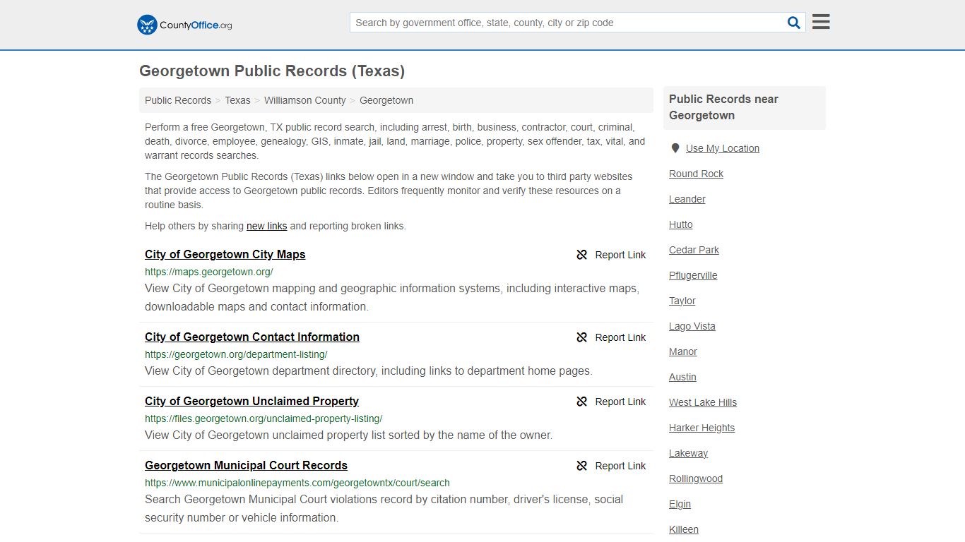 Public Records - Georgetown, TX (Business, Criminal, GIS, Property ...