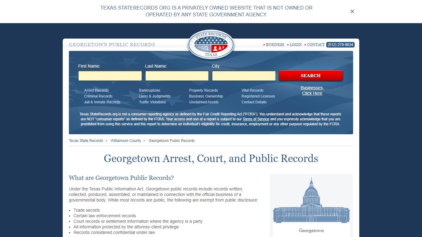 Georgetown Arrest and Public Records | Texas.StateRecords.org